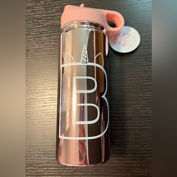 Justice Other - Justice Rose Gold Unicorn Water Bottle Initial “B”